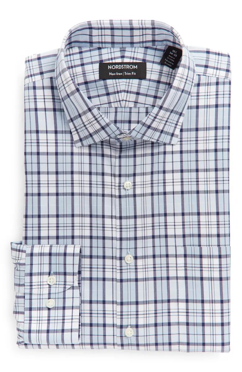 Men's Tech-Smart Trim Fit Non-Iron Plaid Dress Shirt | Nordstrom