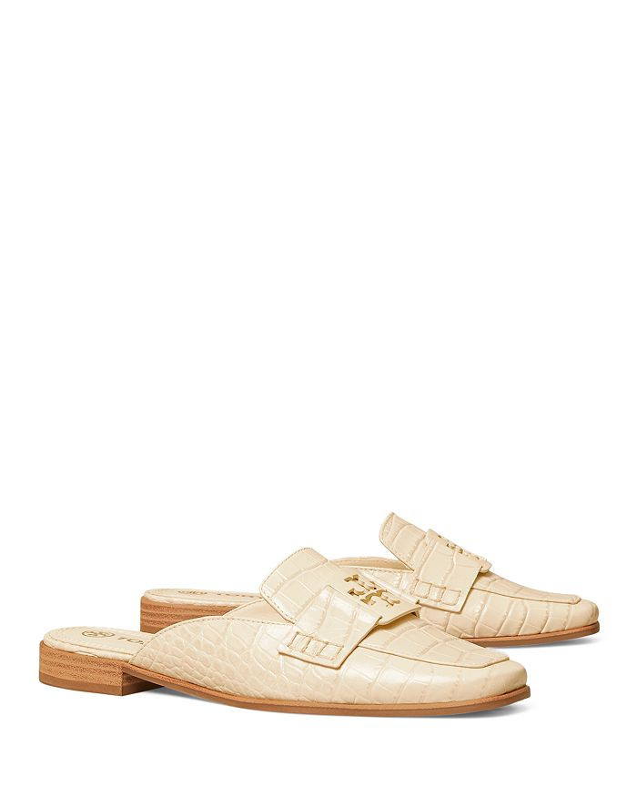 Women's Georgia T Monogram Embossed Leather Slide Loafers | Bloomingdale's (US)