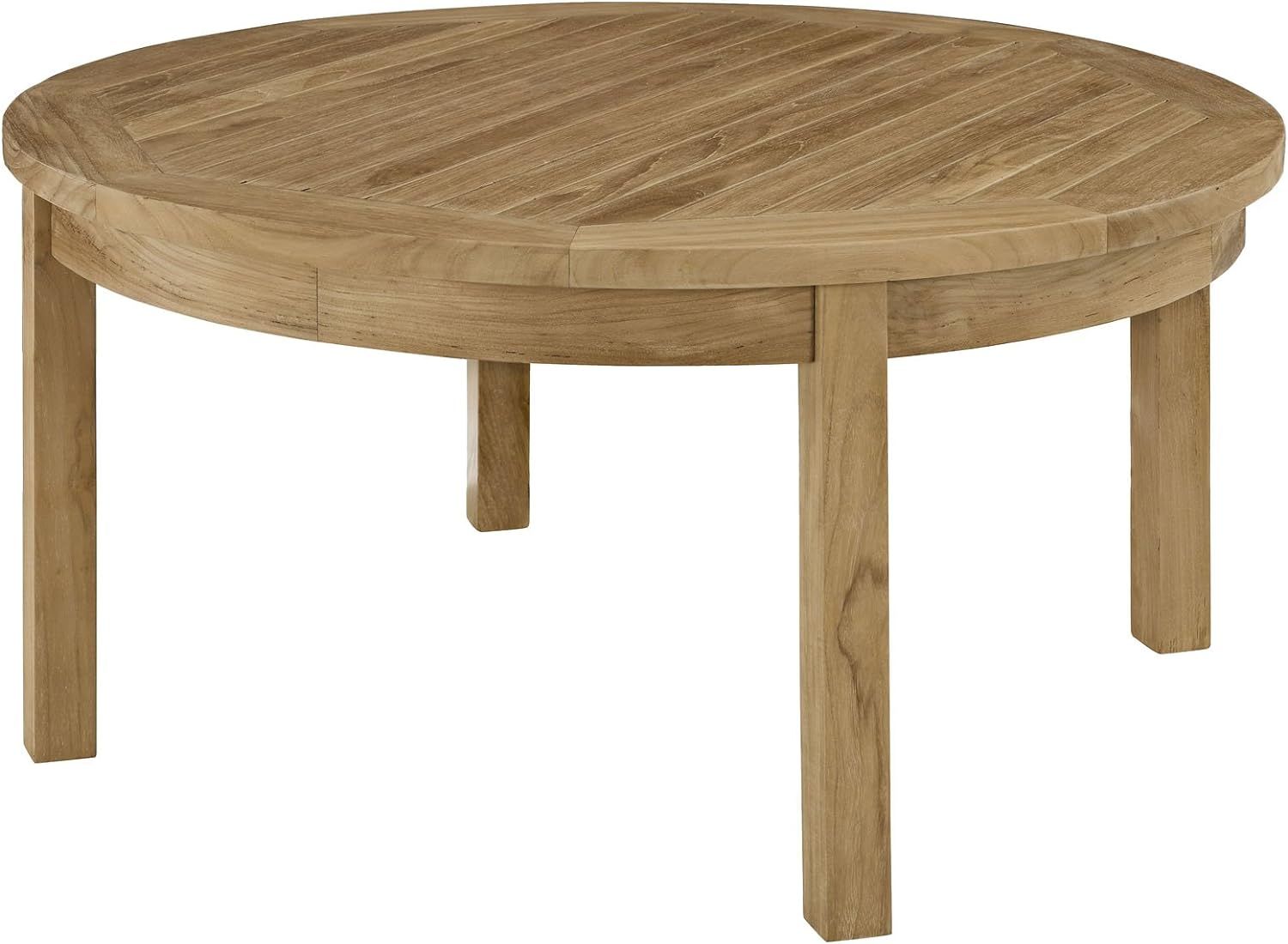Modway Marina Premium Grade A Teak Wood Outdoor Patio Round Coffee Table in Natural | Amazon (US)