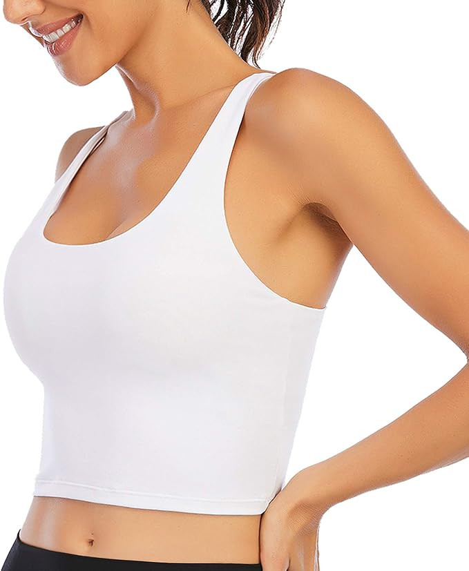 Youloveit Sports Bras for Women Padded Longline Yoga Cami Crop Tank Tops with Built-in Bra | Amazon (US)