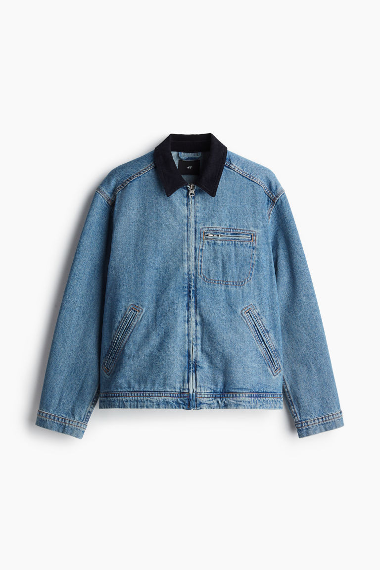 Regular Fit Denim Jacket with Corduroy Collar | H&M (US + CA)