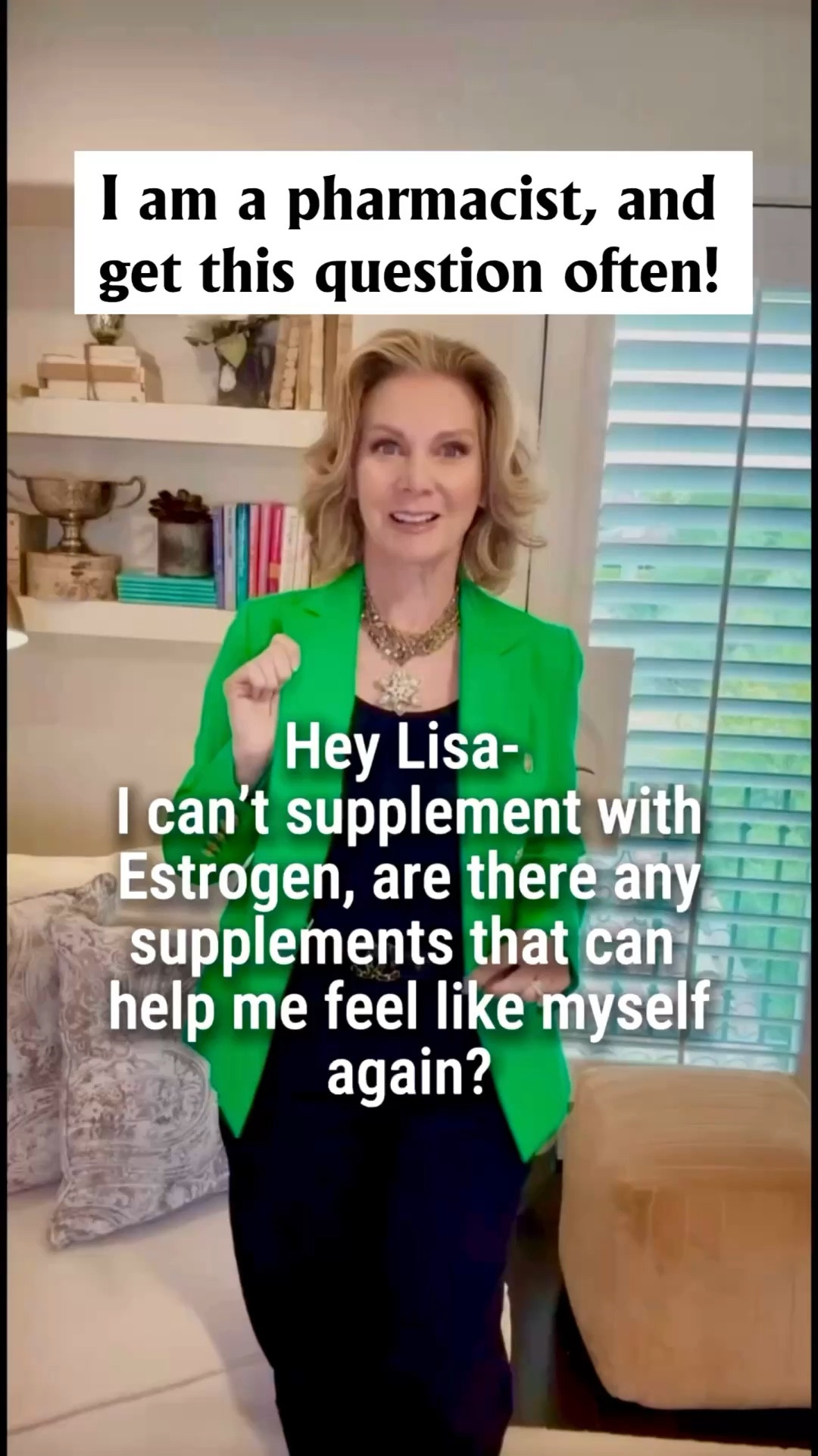 
Over 50 and not taking estrogen? These supplements matter even more. 



As estrogen declines in midlife, it affects everything from brain health to bones, skin, and even bladder function. As a pharmacist, these are three supplements I often suggest women consider supporting.



⭐️ Omega-3 Fatty Acids

Estrogen plays a protective role in both brain and cardiovascular health. Omega-3s support these same systems while also helping reduce inflammation linked to chronic disease. Many women also notice benefits for mood, perceived stress, and skin hydration, giving that healthy midlife glow.



⭐️ Vitamin D

Vitamin D is essential for bone strength and cellular health, which become even more important after estrogen declines. Low vitamin D levels are also common in women with pelvic floor weakness and overactive bladder symptoms, making it a key nutrient to optimize in midlife.



⭐️ Collagen

Collagen production drops with age and lower estrogen levels. Supplementing collagen may help support joint comfort, bone health, and the appearance of hair and skin—all areas many women notice changing in their 50s and beyond.
Biosil helps your body make its own collagen and my favorite grass fed beef protein is high in collagen too! 


These three can be powerful foundational supports for women navigating midlife without estrogen therapy.



This content is educational only. Always check with your healthcare professional before starting new supplements.



Check out my favorites here! 





#LTKOver40 #LTKselfcare