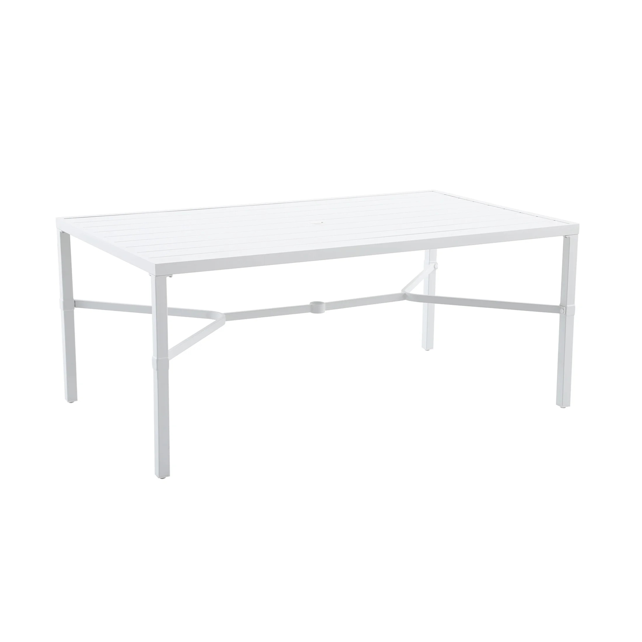 My Texas House Cambria 67 Inch Steel Outdoor Dining Table with Decorative White Legs | Walmart (US)