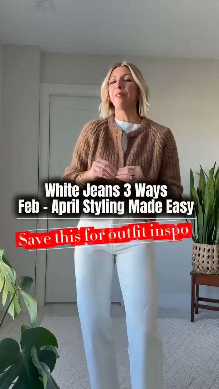 Here are 3 of my go-to transitional looks using the same classic white denim:

➊ February: Cozy layers + contrast. Think tonal knits + deep brown coat + black boots.
➋ March: Casual meets tailored. A chocolate blazer + retro sneakers gives off “I’m put together without trying.”
➌ April: Light, polished, spring-ready. Striped shirt, scarf, and loafers = wearable elegance.

🧺 I’ve worn these white jeans more than any other pair in my closet — they’re structured but soft, and the cut is so flattering.

📎 Everything is linked below — including layering swaps, accessories, and similar pieces at different price points.

Save this post for your next outfit rut 🤍
#LTKStyle #WhiteJeansOutfits #EffortlessStyle

These are the Pistola straight leg jeans. I’m 510 for height reference wearing a size 28 if you’re in between sizes, I recommend going up one in these as they are more flattering with a relaxed fit.

#LTKmomlife #LTKgrwm #LTKootd