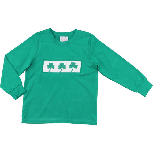 Green Smocked Shamrock Knit Shirt | Cecil and Lou