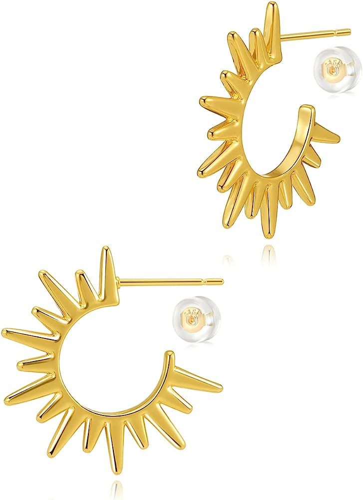 MRSXIA Hoop Earrings for Women Gold Half Open Stud 18K Gold Filled Small Simple Delicate Hypoalle... | Amazon (US)