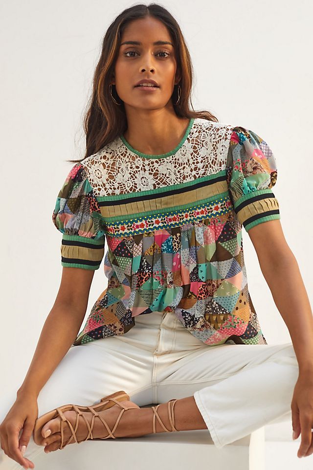 Patchwork Embroidered Lace Blouse | Anthropologie (US)