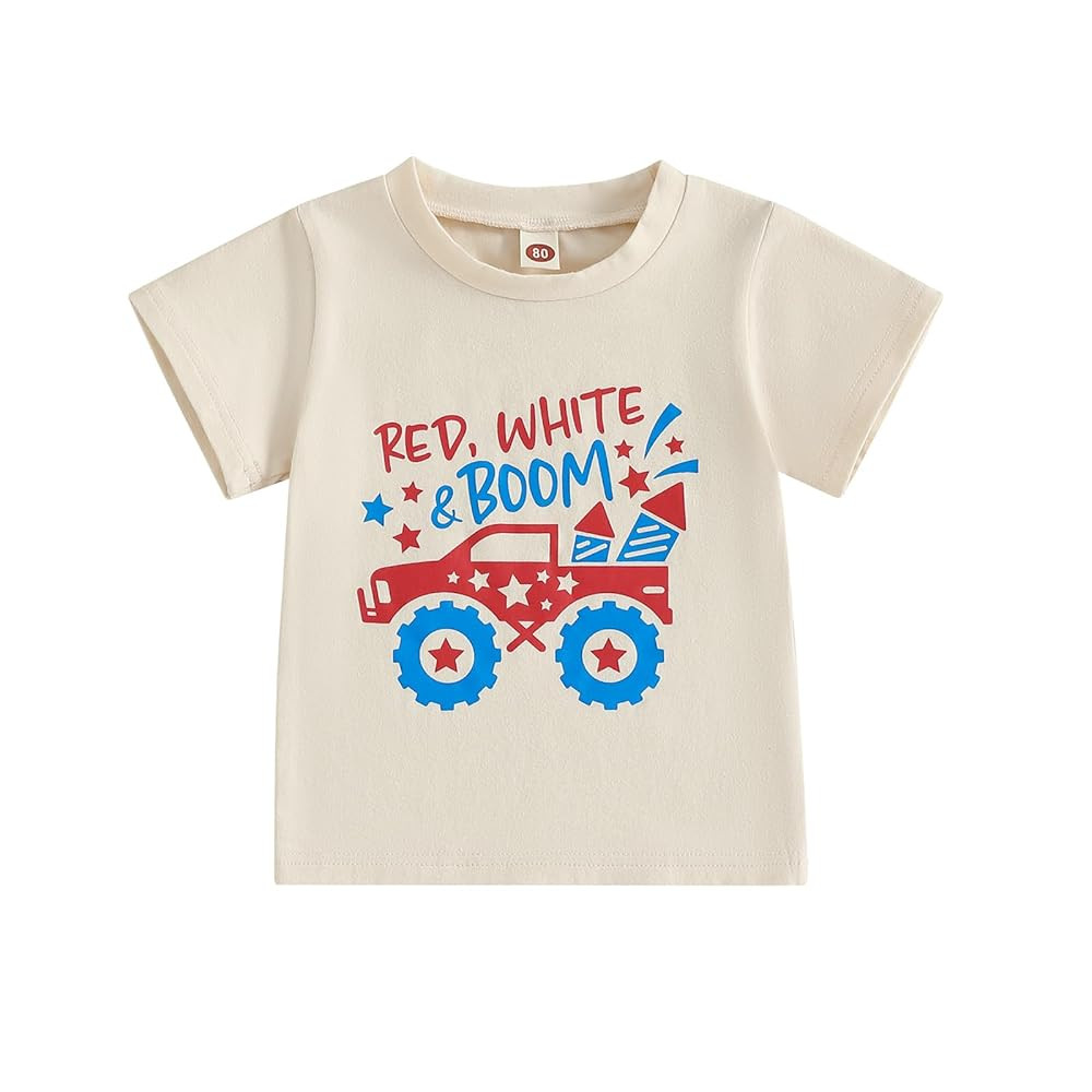 Toddler Baby 4th of July Outfits Letter Pinted Baby Boy Girl T-Shirt Short Sleeve Tops for Boys a... | Amazon (US)