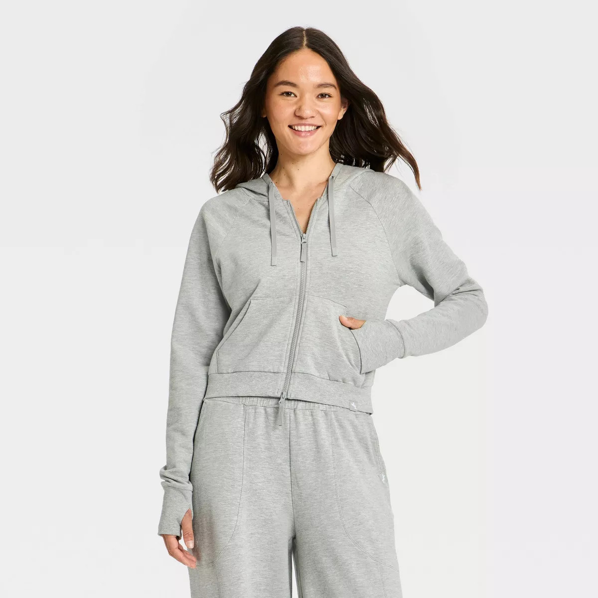 Women's Active Full Zip Hooded Sweatshirt - JoyLab™ Gray XXL | Target
