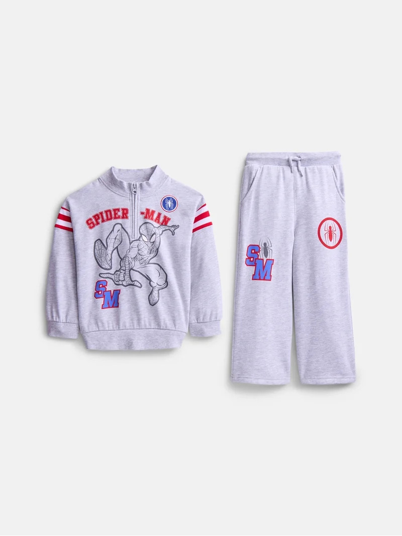 Spider-Man Toddler Boys Quarter Zip Pullover and Pants Set, 2-Piece, Sizes 12M-5T | Walmart (US)