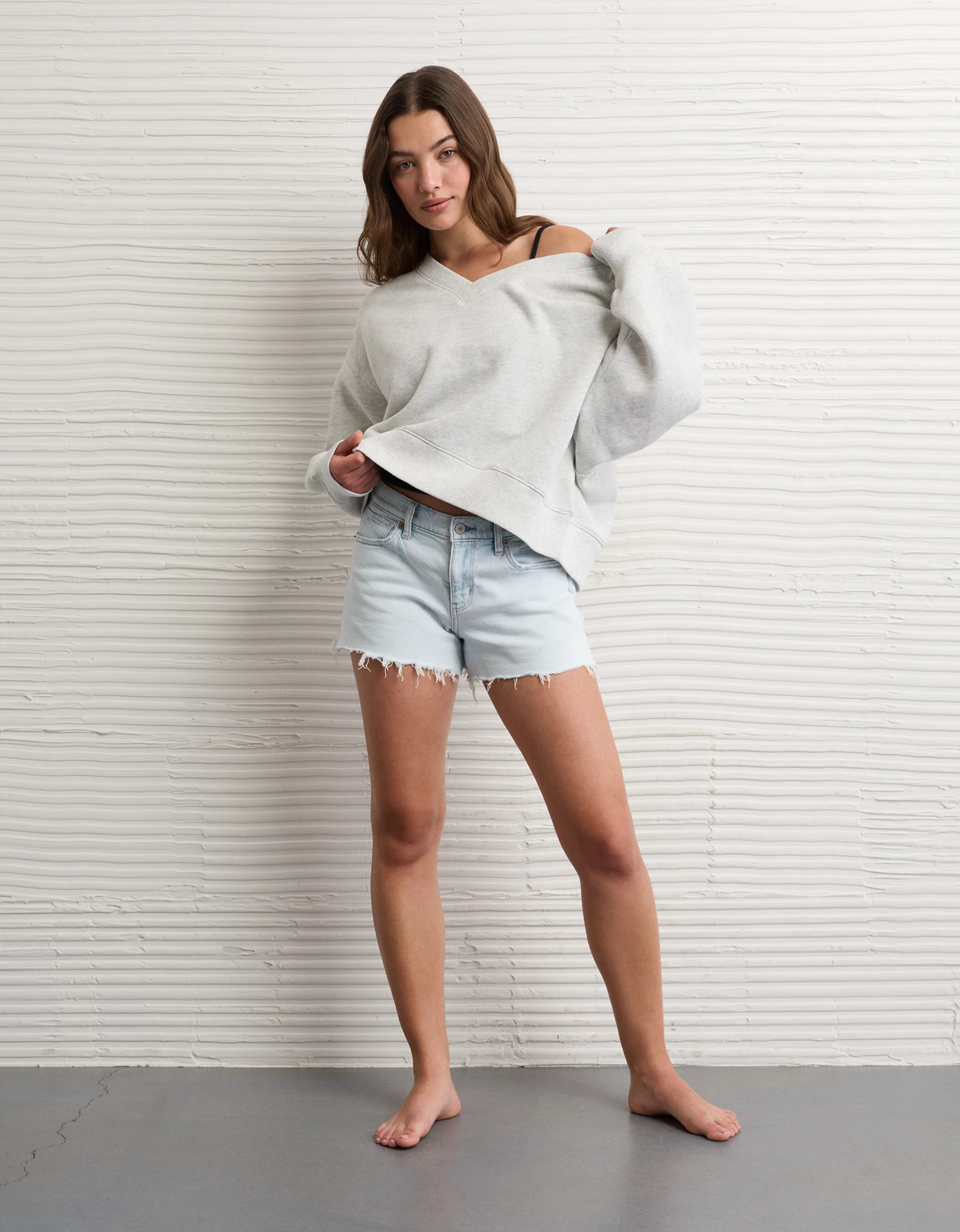 AE Cropped V-Neck Sweatshirt | American Eagle Outfitters (US & CA)
