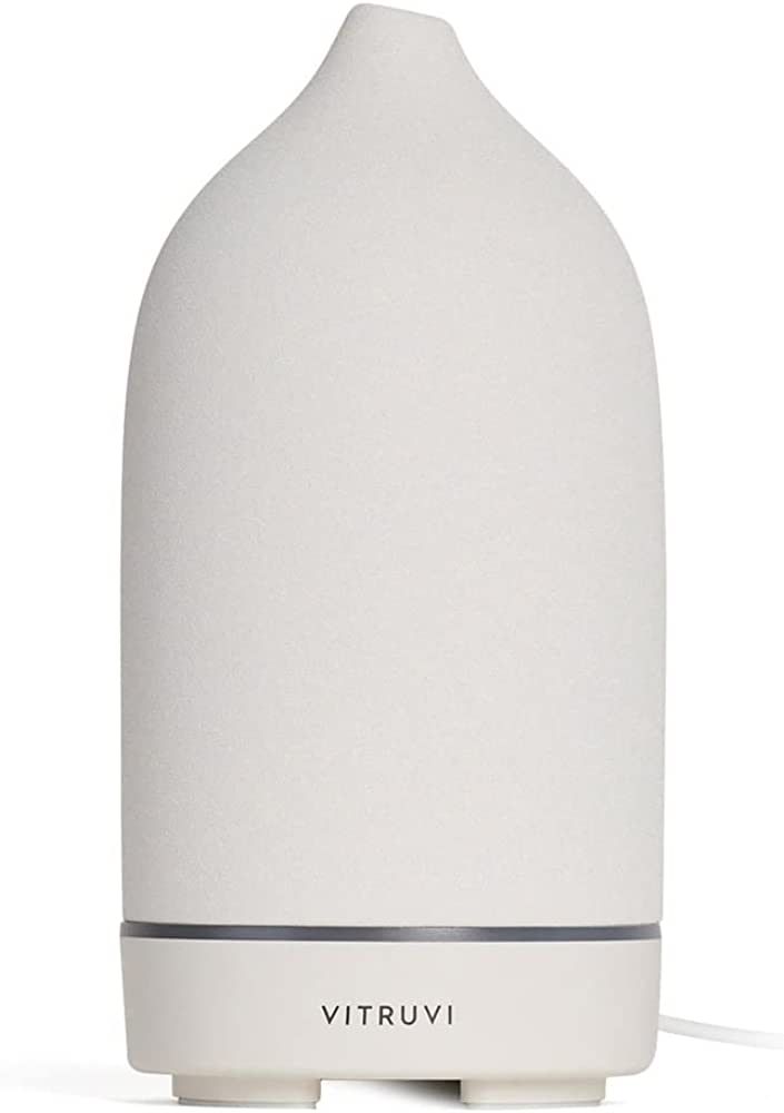 Vitruvi Stone Ultrasonic Aromatherapy Diffuser for Home Decor | White, 90ml Capacity | Amazon (US)