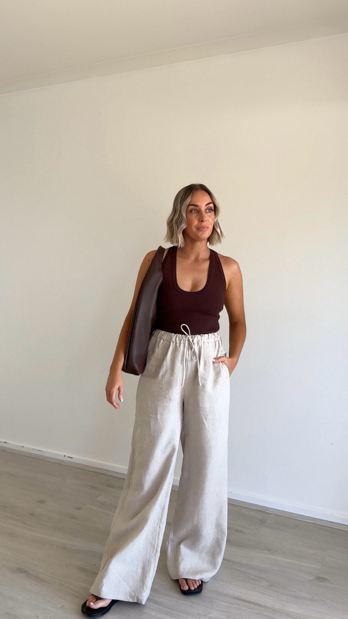 Wearing - 
Tank by Henne
Bag from Louenhide
Linen pants by Dissh
Thongs by Tony Bianco

#LTKstyletip #LTKaustralia #LTKsummer