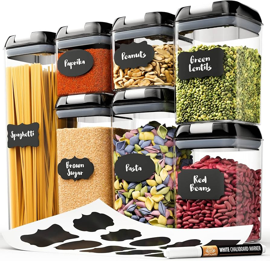 Chef's Path - Set of 7 Airtight Food Storage Containers for Kitchen Storage - Clear Plastic - Dur... | Amazon (US)