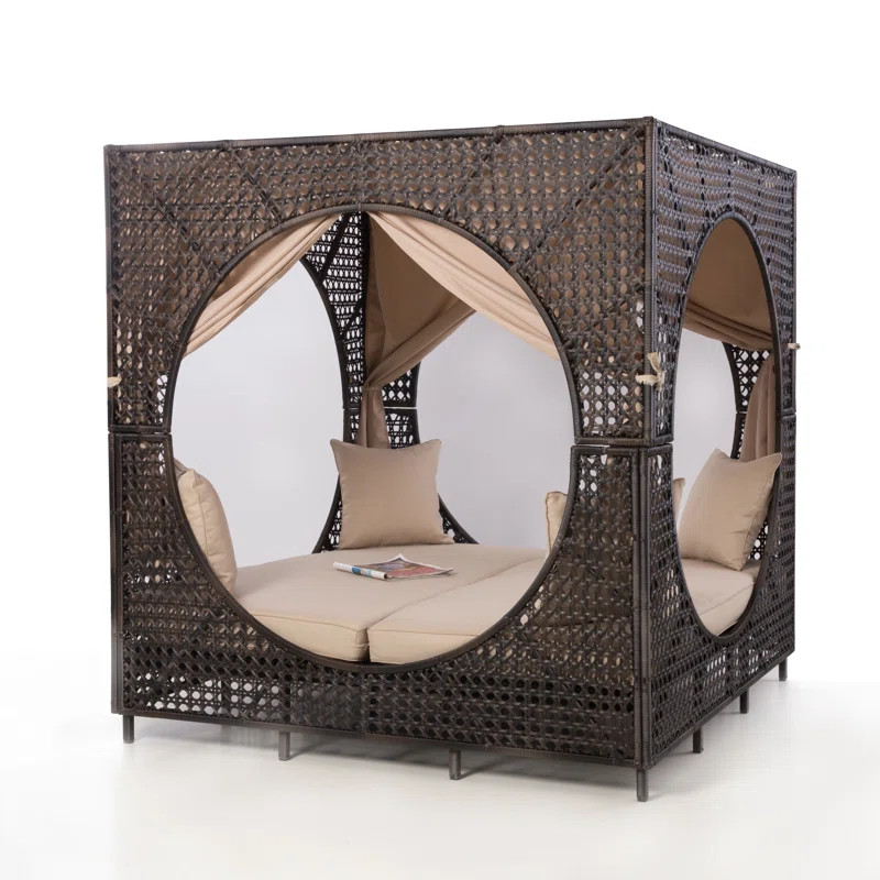 Bousquet 72'' Wide Outdoor Wicker Patio Daybed with Cushions | Wayfair North America