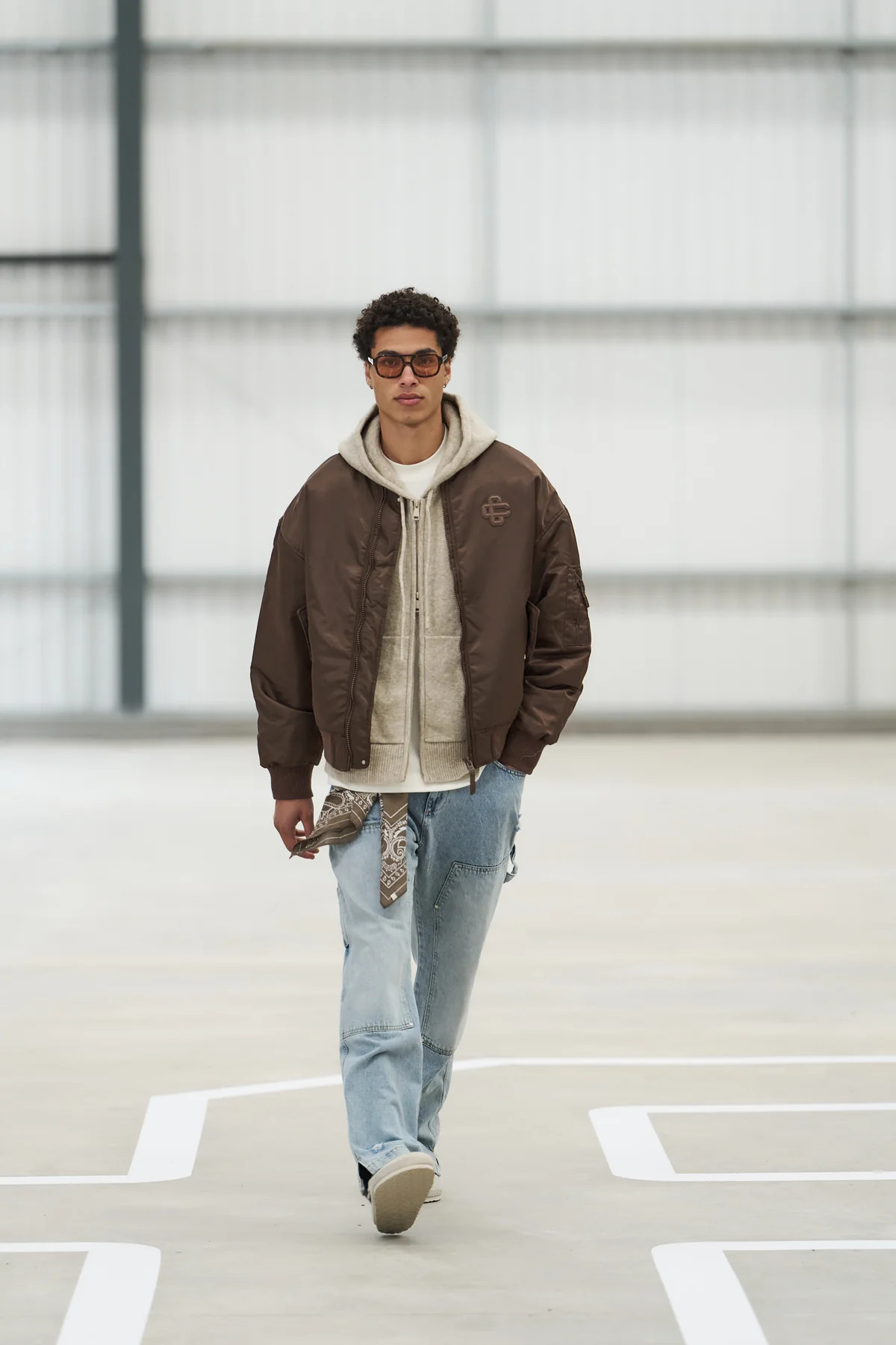 OVERSIZED EMBLEM BOMBER JACKET - BROWN | The Couture Club