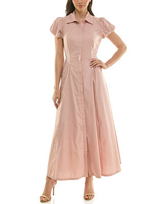 Women's Puff-Sleeve Collar Neck Shirt Dress | Macy's