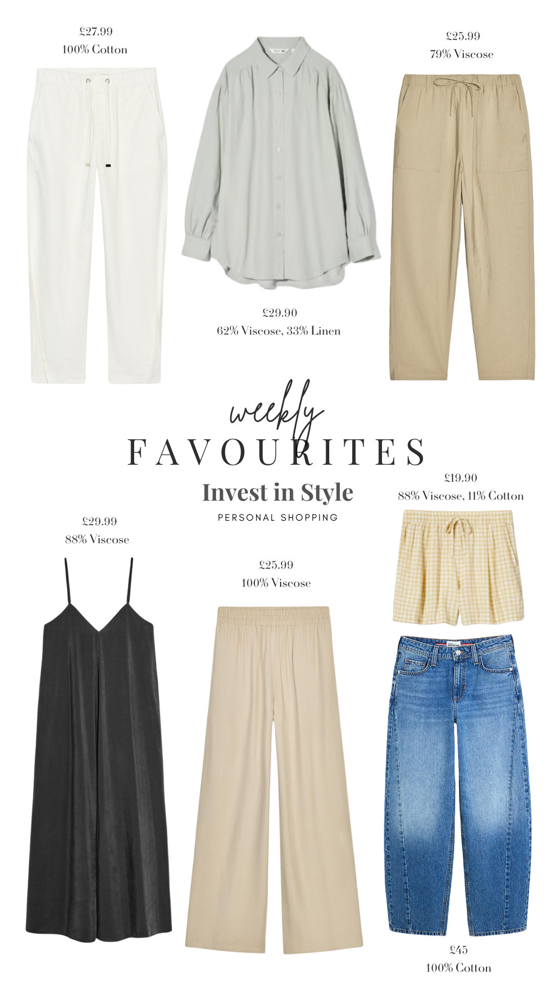 Top Picks that you have been loving this week! 

Weekly Favourites, Jeans, Shirt, LTK2025, Drawstring Trousers, Gingham Shorts, Slip Dress, Summer Trousers, Spring Summer Style, Spring Summer Outfit Inspiration 

 #LTKuk #LTKspring #LTKsummer