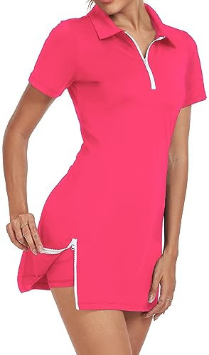 GGOV Womens Two Piece Tennis Golf Dress UPF 50+ Active Athletic Exercise Sports Wear Dresses for Women with Pocket Separate Shorts Neon Pink | Amazon (US)