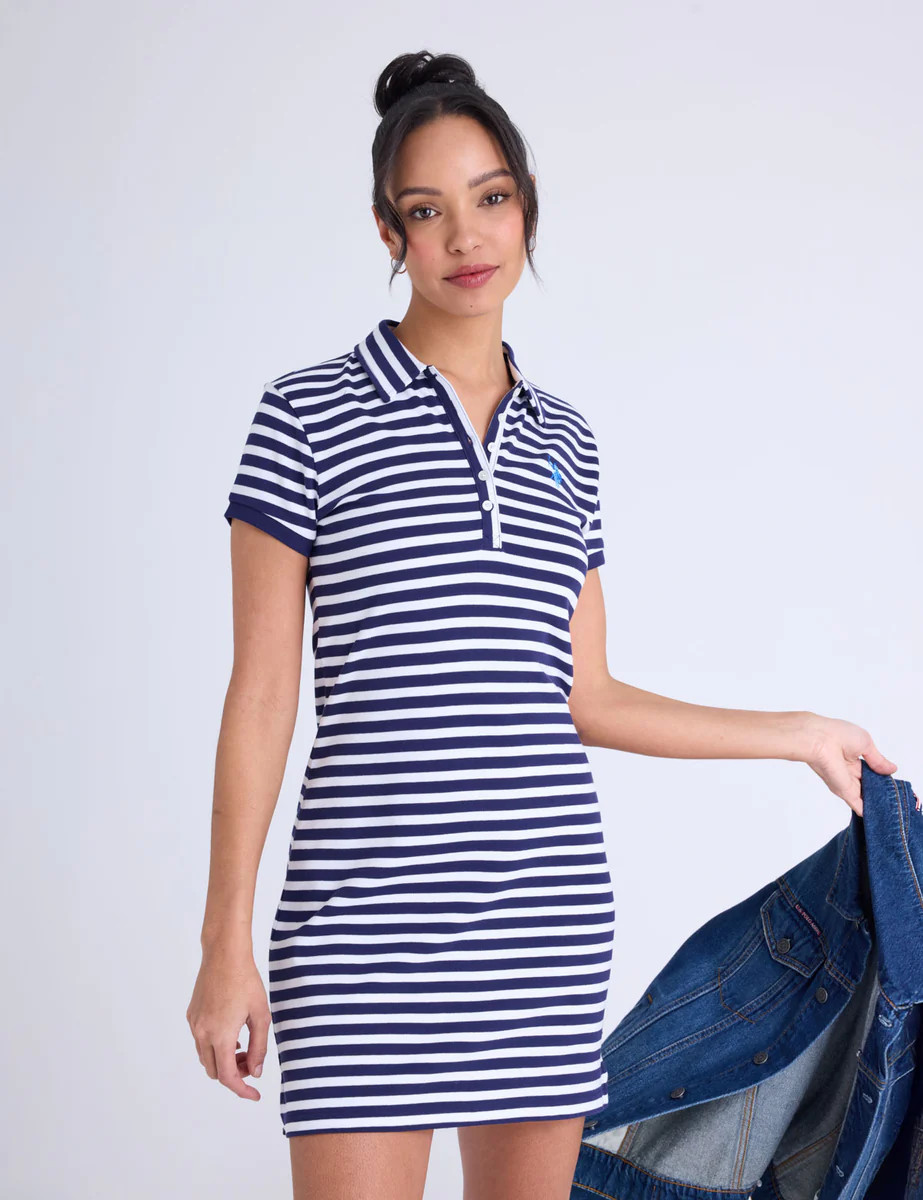 NARROW STRIPE SLIM FIT INTERLOCK POLO DRESS | U.S. Polo Assn.