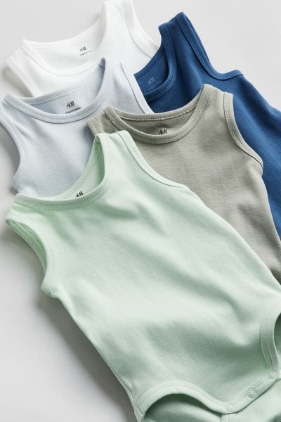 5-pack Cotton Bodysuits - Light beige/light gray melange - Kids | H&M US | H&M (US + CA)