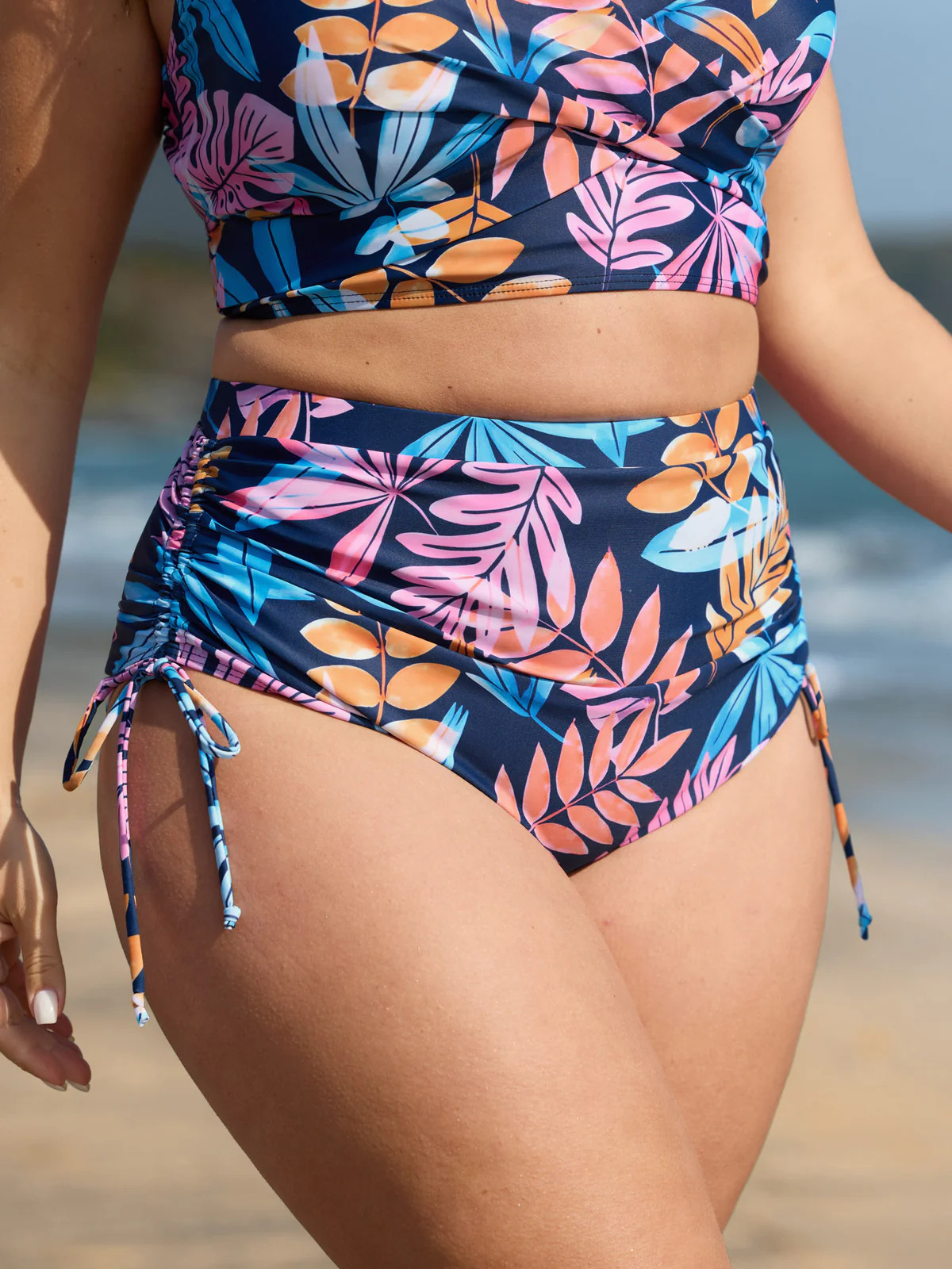 Bright Tropical Floral Print Adjustable Bikini Bottoms | Bloomchic