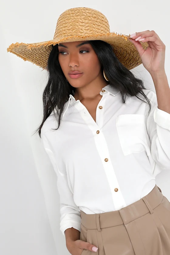 Sunshine and Feeling Fine Natural Woven Floppy Straw Sun Hat | Lulus (US)