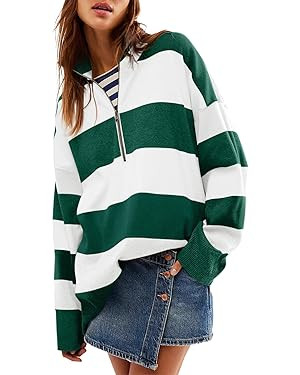 Yousify Oversized Womens Sweaters Fall 2024 Half Zipper Turtleneck Sweater Long Sleeve Tops S-2XL | Amazon (US)