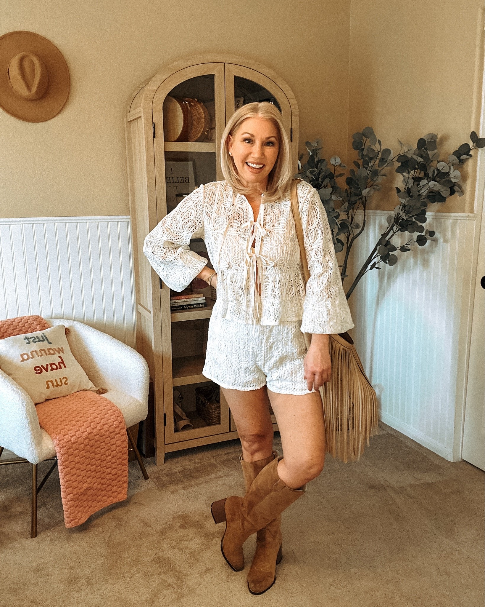 Boho two piece set 
Crochet set spring summer transition outfit

#LTKPetite #LTKootd