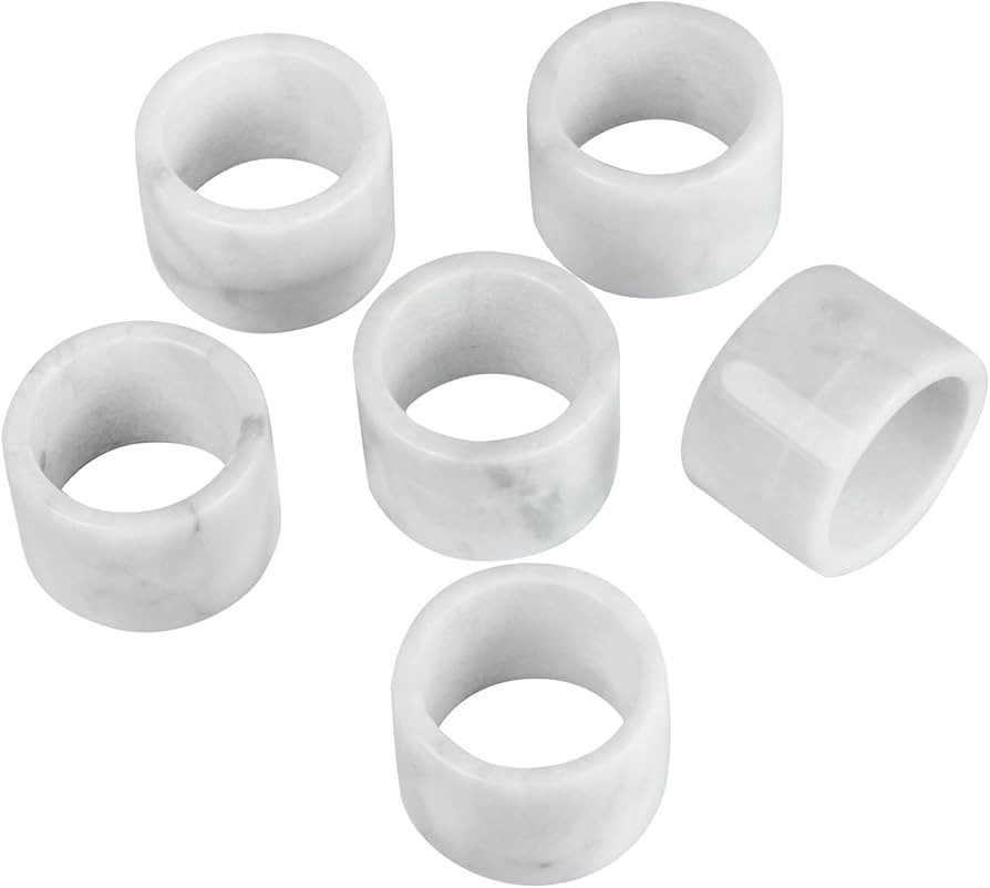 Decorative Marble Napkin Rings, Modern Napkin Ring Holder for Kitchen Dining Table Countertops, C... | Amazon (US)
