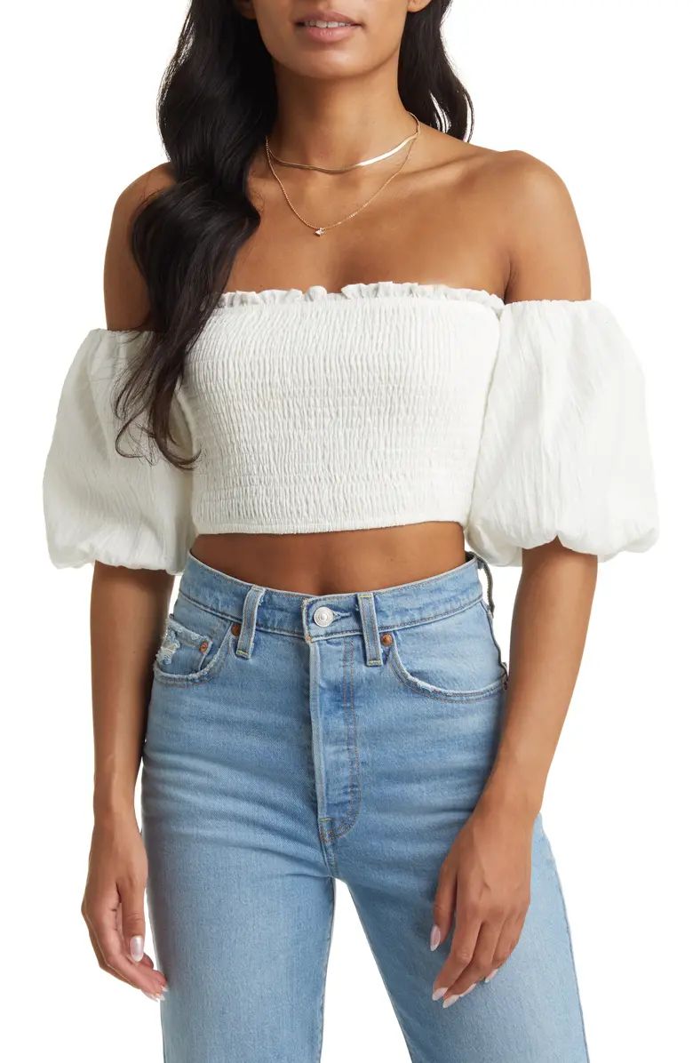 VICI Collection Puff Sleeve Smocked Crop Top | Nordstrom | Nordstrom