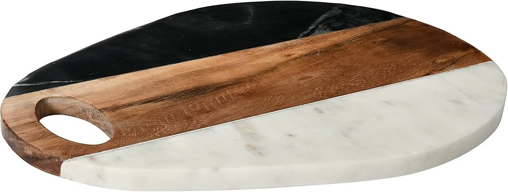 Bloomingville Marble and Acacia Wood Cutting Board with Handle, Multicolor Serving Pieces, 15" L ... | Amazon (US)