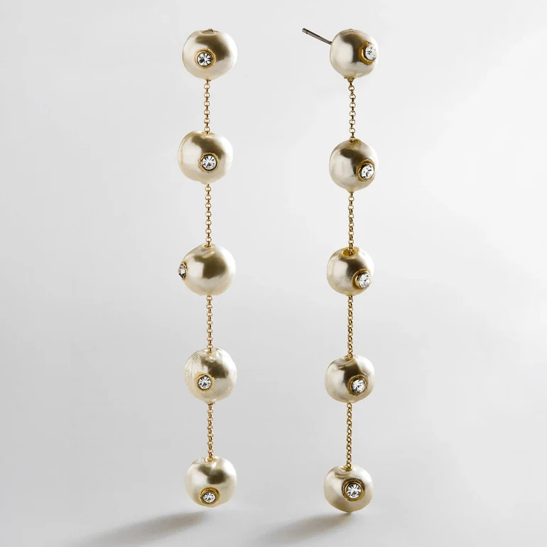 Blair Pearl & Crystal Earrings - Gold/Pearl | BaubleBar