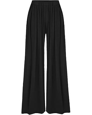 CIDER Wide Leg Palazzo Pants for Women with Pockets Elastic Business Causal Pants Women Summer fo... | Amazon (US)