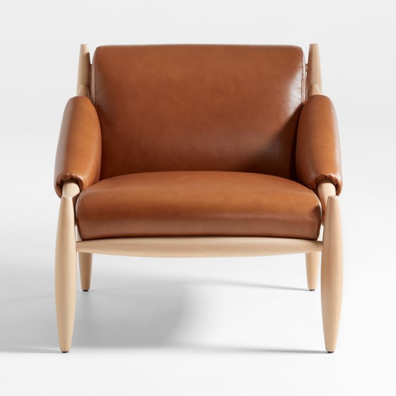 Bastion Leather and Wood Accent Chair | Crate and Barrel | Crate & Barrel