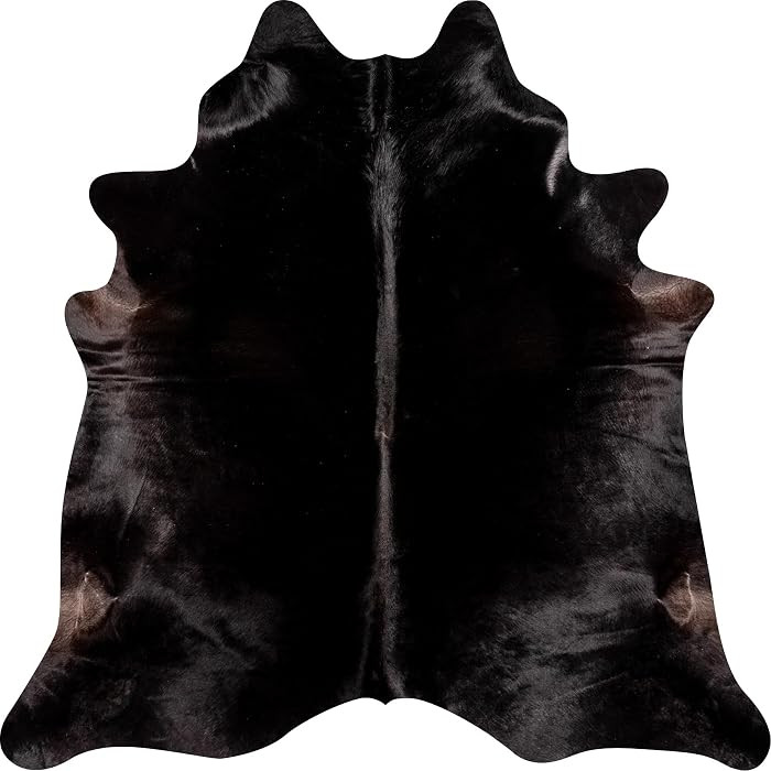 100% Genuine Brazilian Cowhide Rug - Black Natural - Luxury Cowskin Leather Area Rug D\u00e9cor 7... | Amazon (US)