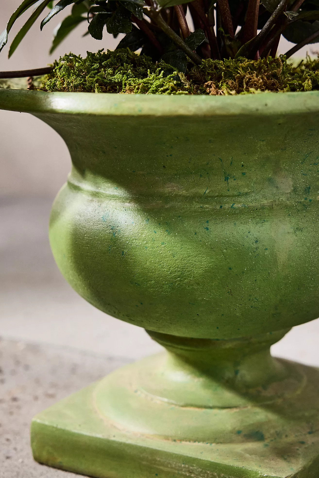 Green Cast Stone Urn | Anthropologie (US)