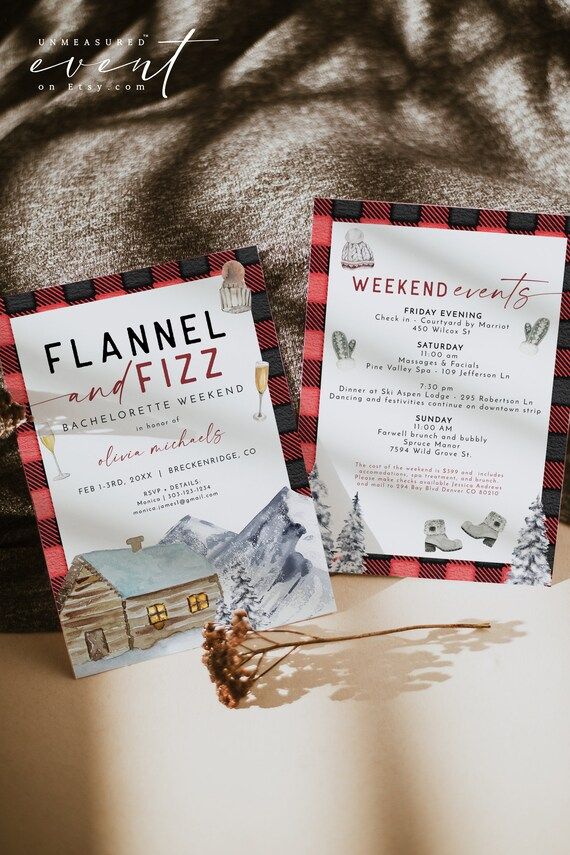 FROST Flannel and Fizz Bachelorette Invite Template Flannel - Etsy | Etsy (US)