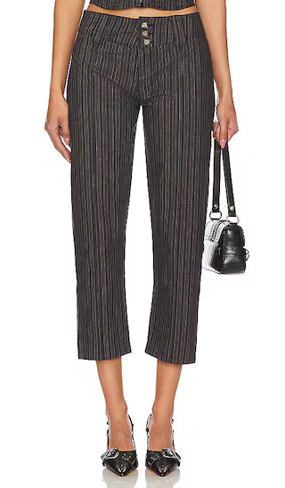 Tailored 3/4 Stripe Button Trousers in Black | Revolve Clothing (Global)