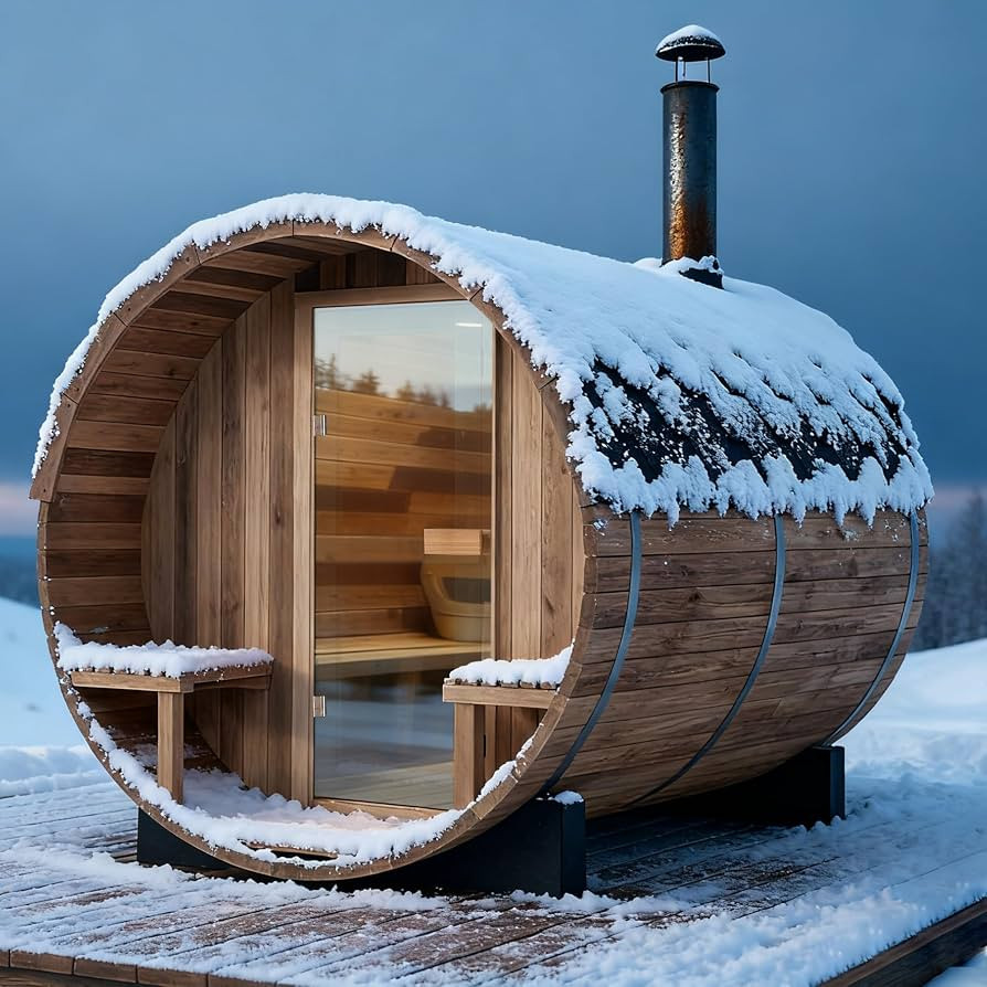 Customize 2-8 Outdoor Barrel Sauna Room,HARVIA 6KW Electric Stove or Wood Burning Stove Japanese ... | Amazon (US)