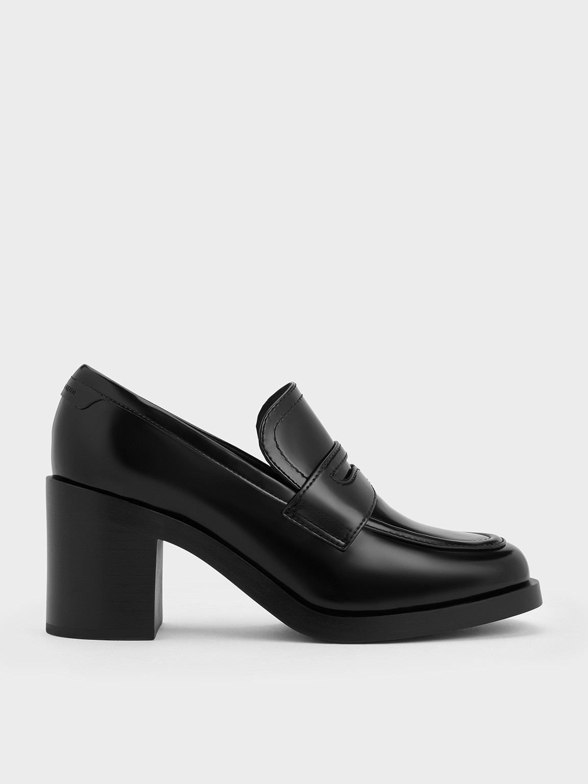 Black Boxed Penny Loafer Block-Heel Pumps | CHARLES & KEITH | Charles & Keith EU