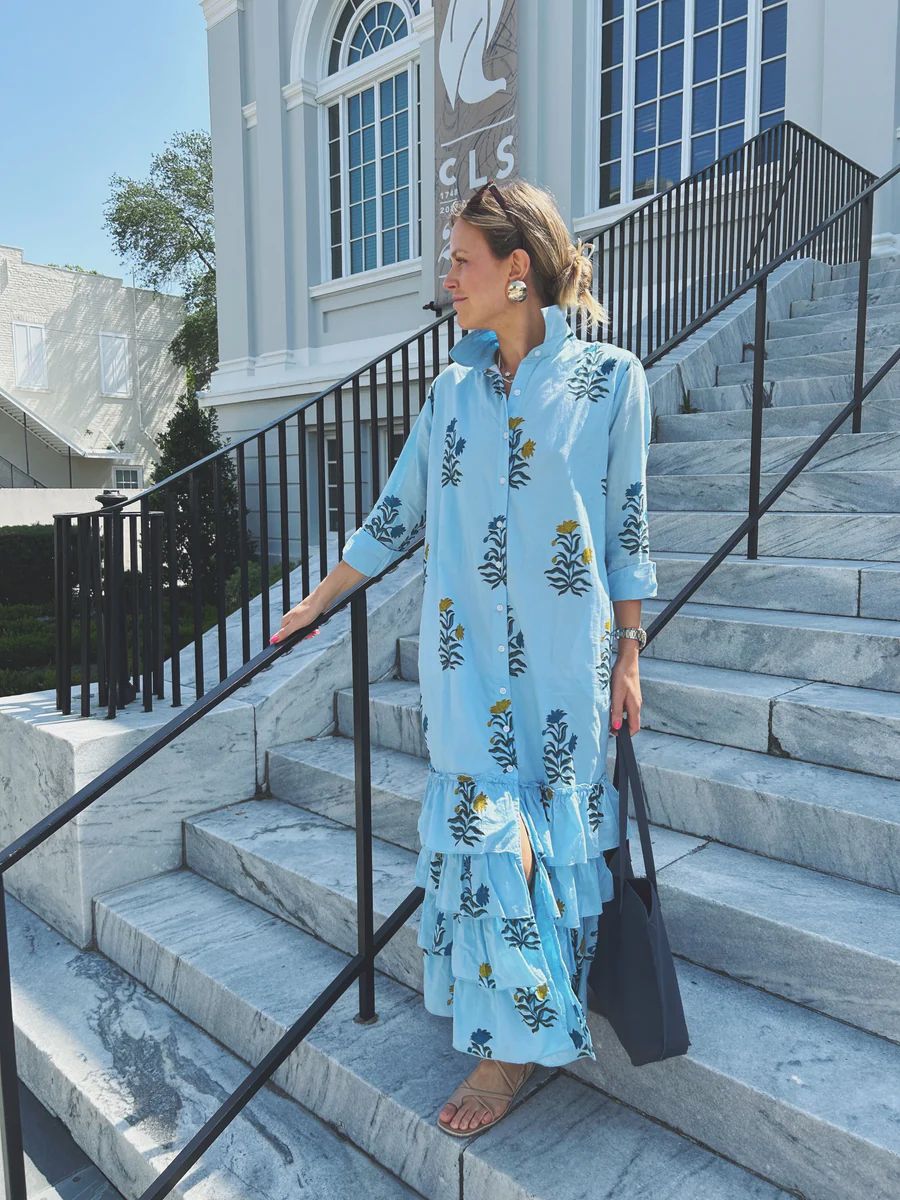 Lola Maxi Dress Blue Over Dyed Hibiscus | Madison Mathews