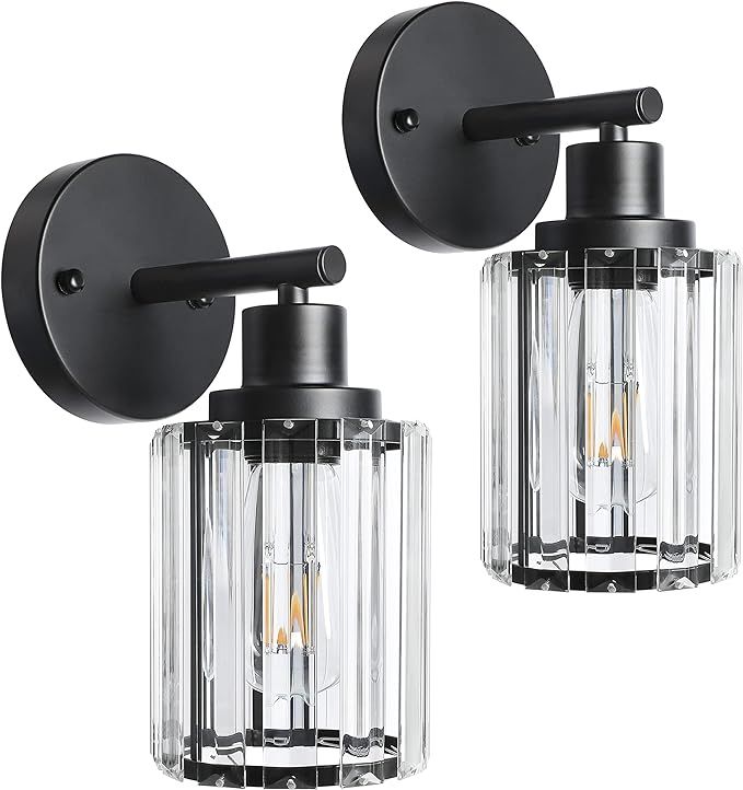 Unicozin Wall Sconces Set of Two, Vanity Light Fixtures with Crystal Shade, Modern Wall Lights fo... | Amazon (US)