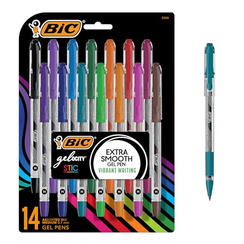 BIC Gel-ocity Smooth Stic Gel Pens, 14-Count, Medium Point (0.7mm) | Amazon (US)
