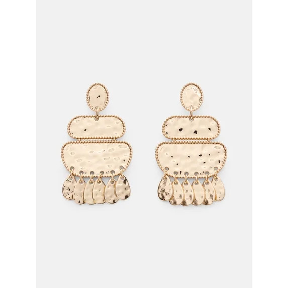 Scenario Women's Gold‑Tone Geometric Hammered Drop Earrings | Walmart (US)