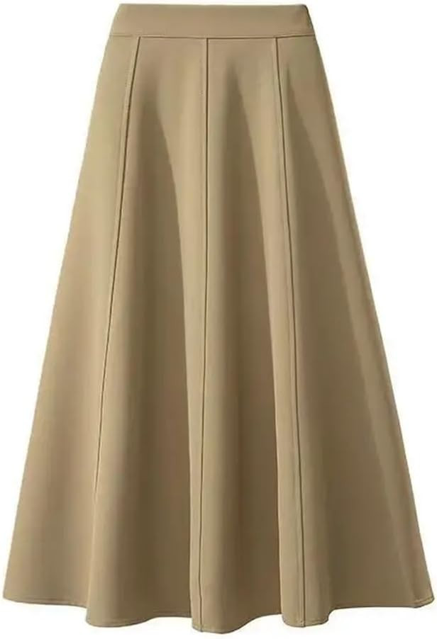 Women's Elastic High Waisted Drape Large Hem Over Knee Length Skirt for Office All-Match Mid Leng... | Amazon (US)
