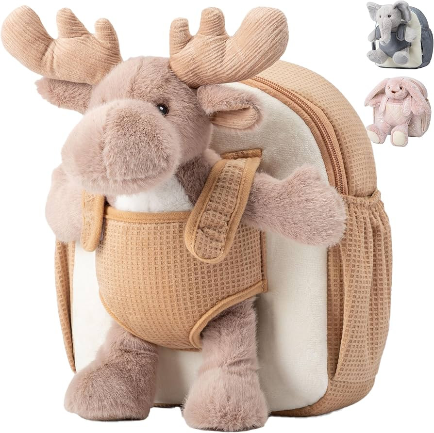 Moonkie Hug & Go™ Reindeer Toddler Backpack – Soft Plush Bag with Take-Along Toy for Kids Age... | Amazon (US)