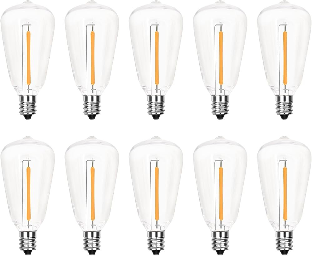 GOOTHY 10 Pack LED Replacement Light Bulbs, LED E12 Candelabra Base Edison Bulbs for ST38 Outdoor... | Amazon (US)