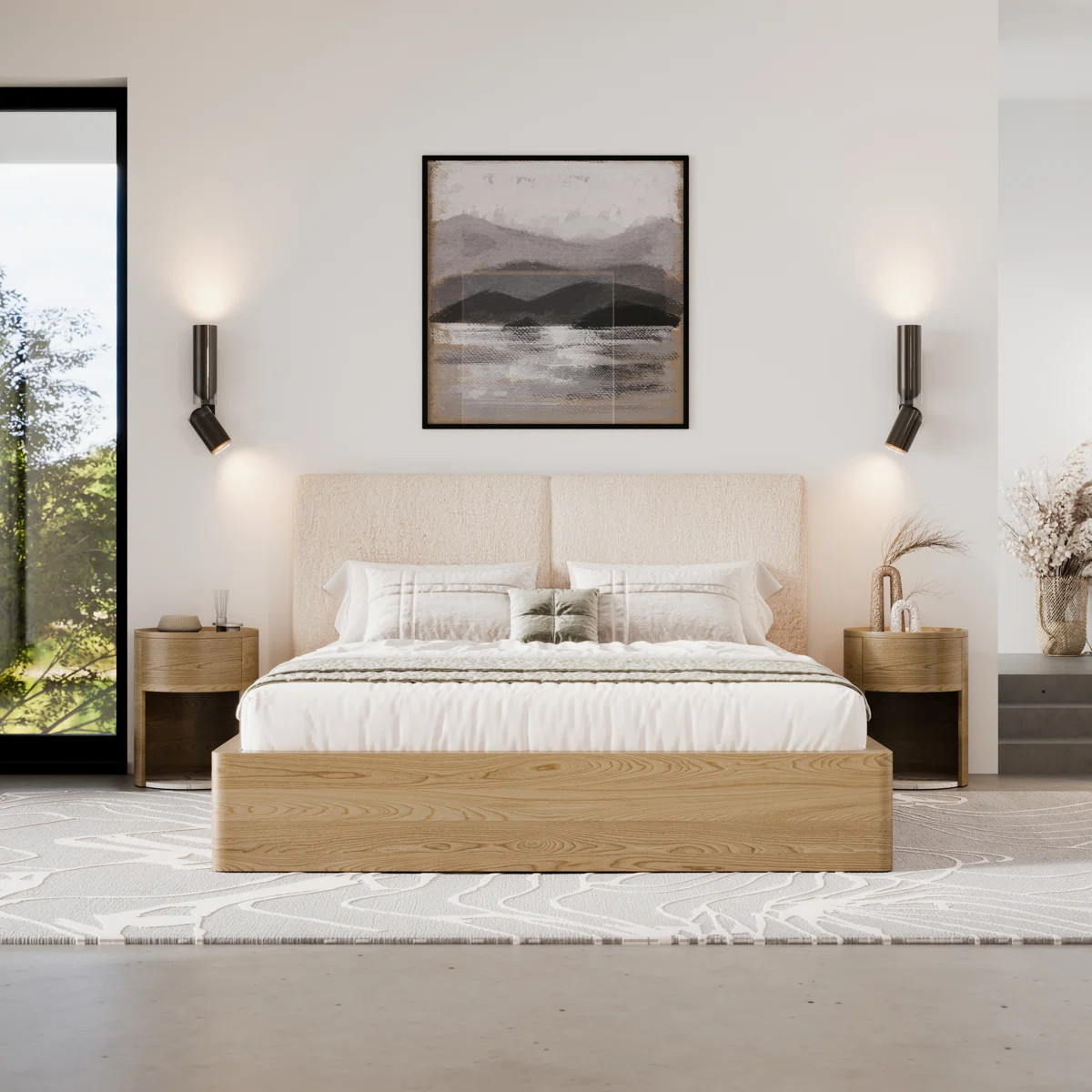 Verona King Wood Bed With Upholstered Headboard | Wayfair North America