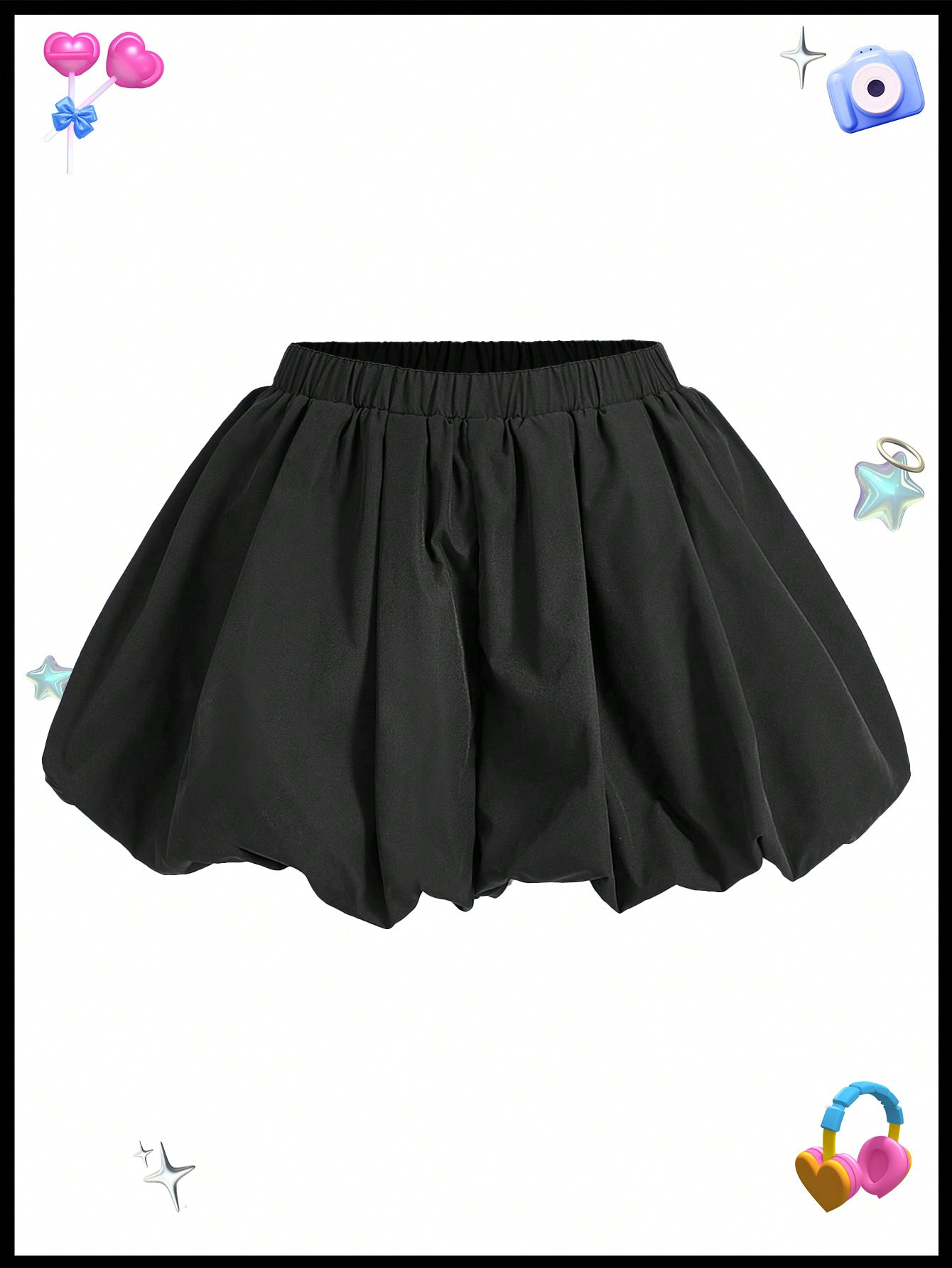 SHEINNeu Women's Solid Color Elastic Waist Bubble Skort | SHEIN